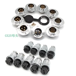 GX25 25MM aviation connector With Flange male & female 2/3/4/5/6/7/8/9 pin wire panel connector aviation plug socket 2pin 3pin