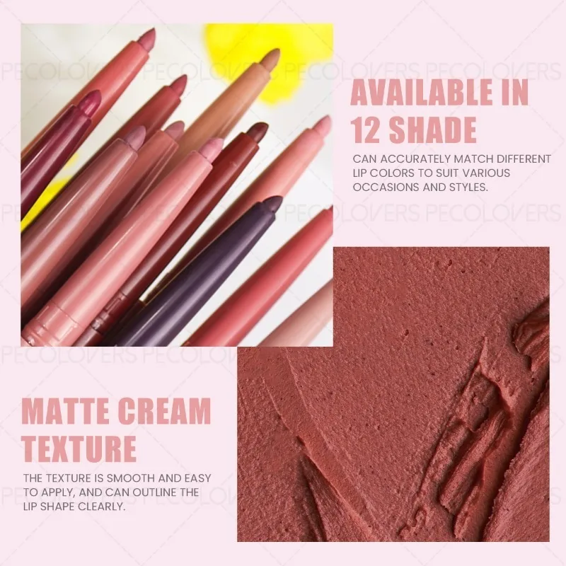 Caneta batom multicolorida, delineador labial sólido, representando o contorno dos lábios, lábios charmosos e cheios, cosméticos labiais