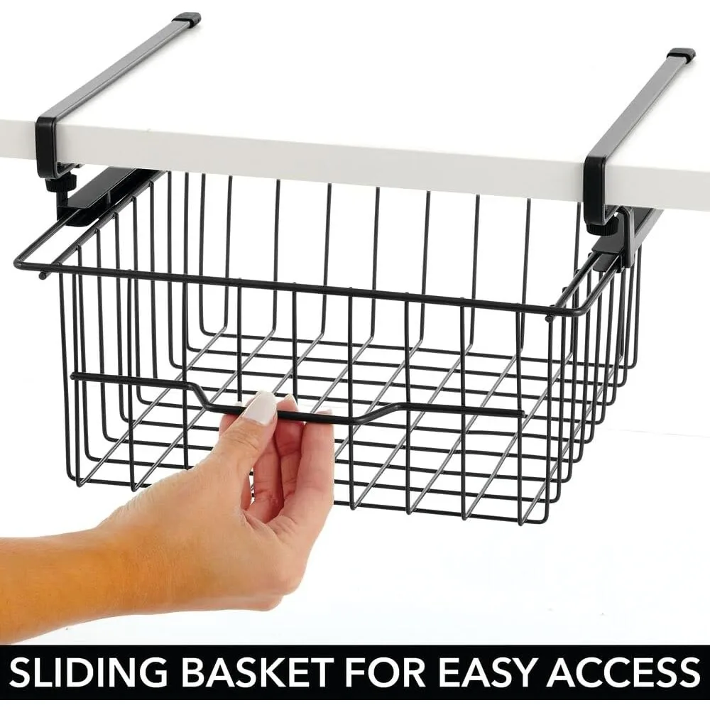Cesta de cajón extraíble colgante compacta - organizador de almacenamiento deslizante debajo del estante - alambre metálico - se fija a los estanterías - fácil instalación