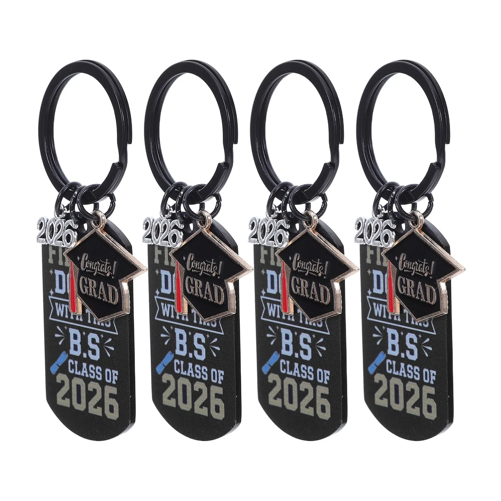 4Pcs Graduation Gifts for Her Class of 2026 Stainless Steel Keychain Set Graduation Souvenir Keyring for Seniors Party Favors