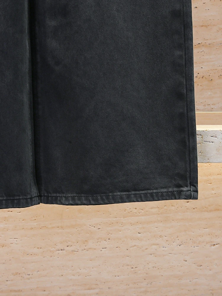 Pantaloni in denim da donna Ele European Sle con nodo a vita alta gamba larga abbigliamento casual resistente per tutte le stagioni Bla