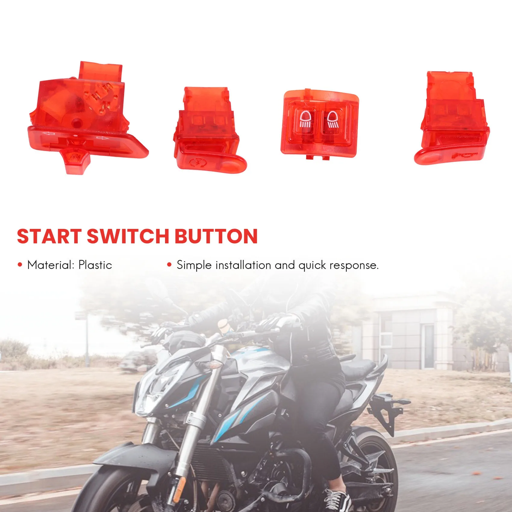 زر تبديل بوق دراجة نارية ، مفتاح إشارة الانعطاف ، زر بدء لهوندا ديو ZX AF27 AF28 AF34 AF35 ، أحمر