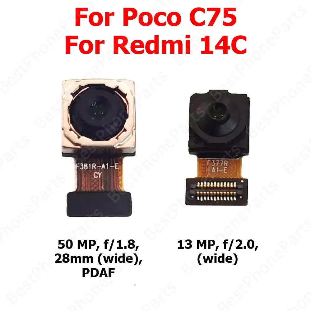 

Задняя камера для селфи для Xiaomi Poco C75 Redmi 14C, задняя задняя часть, передний фронтальный модуль камеры, запасные части для мобильного телефона