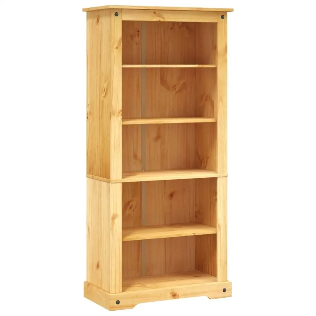 5-Tier Corona Pine Bookcase - Stylish Mexican Design, 31.9x15.7x66.9 in Durable Build