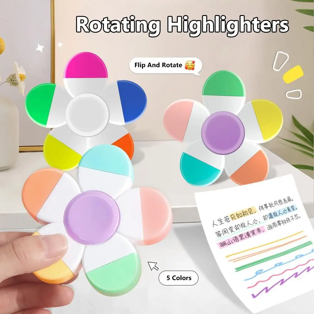قلم تحديد صغير متين 5 في 1، قلم فلورسنت ممتع لتخفيف الضغط، قلم تحديد ملون للطلاب