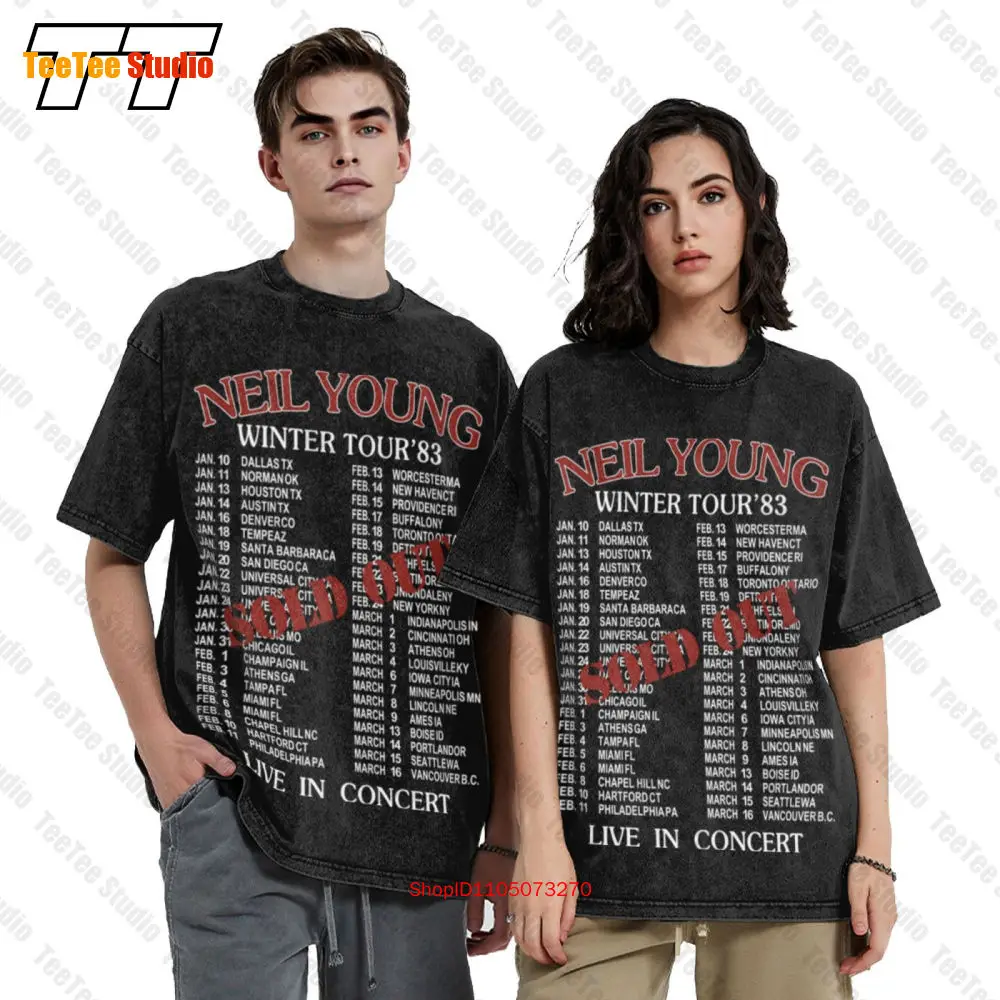 Vintage 1984 Neil Young Solo Winter Tour Vintage Oversized T-Shirt 9FL7