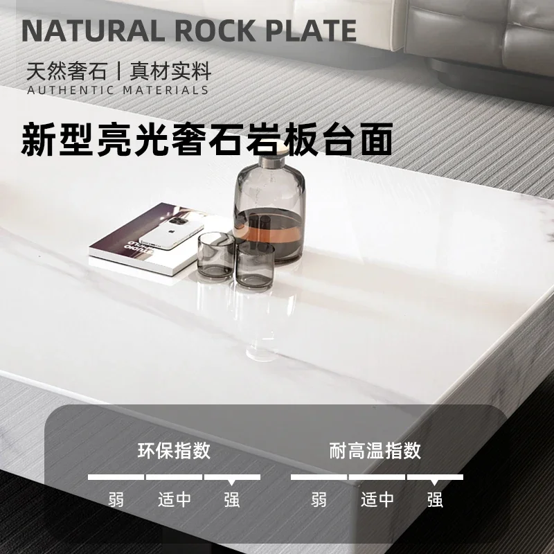 Italian minimalist rock slab coffee table Venice brown marble living room home 2024 new square high-end tea table