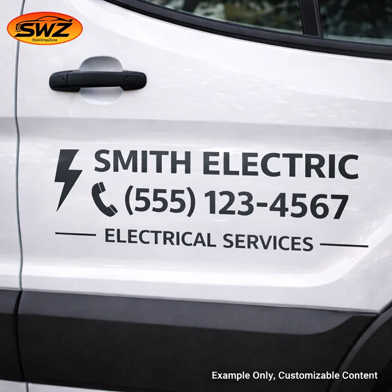 Custom Business Contact Info Car Sticker – Personalized Company Name & Phone Number Vinyl Decal for Car Window, Waterproof PVC