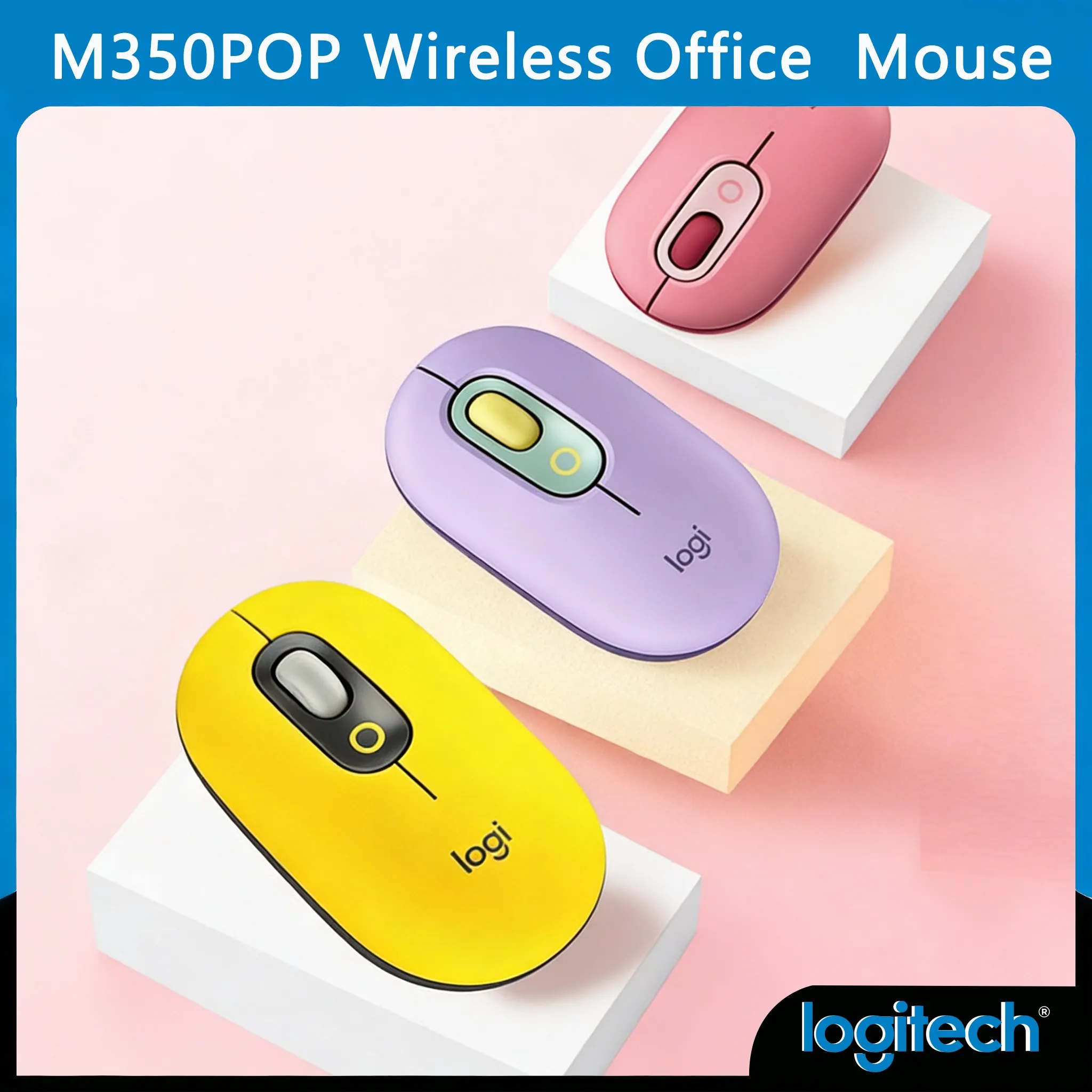 

Бесшумная беспроводная мышь Logitech Pebble M350/M350POP с 18-месячным сроком службы батареи и двойным подключением для ПК и Mac
