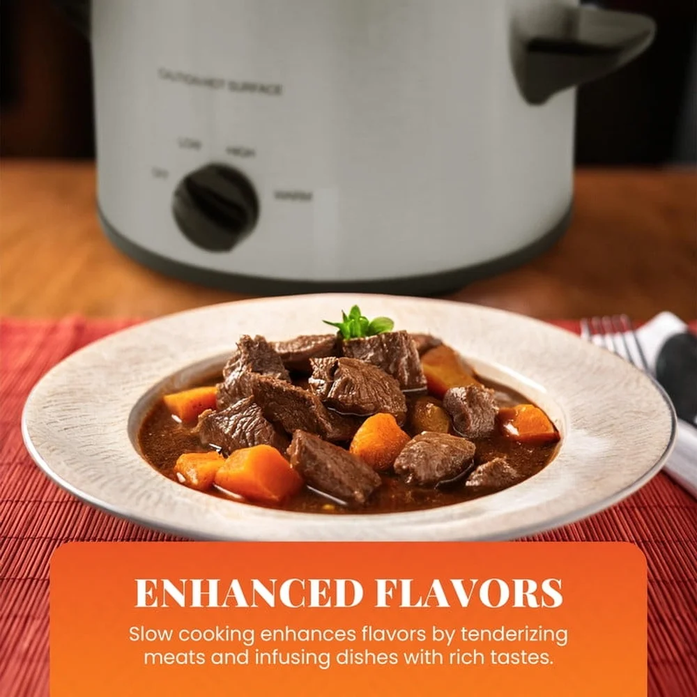 1.5Qt طباخ بطيء صغير الفولاذ المقاوم للصدأ إزالة الأواني الحجرية وعاء الزجاج المقسى غطاء منخفض عالية الحفاظ على الدفء وظيفة مقابض اللمس باردة