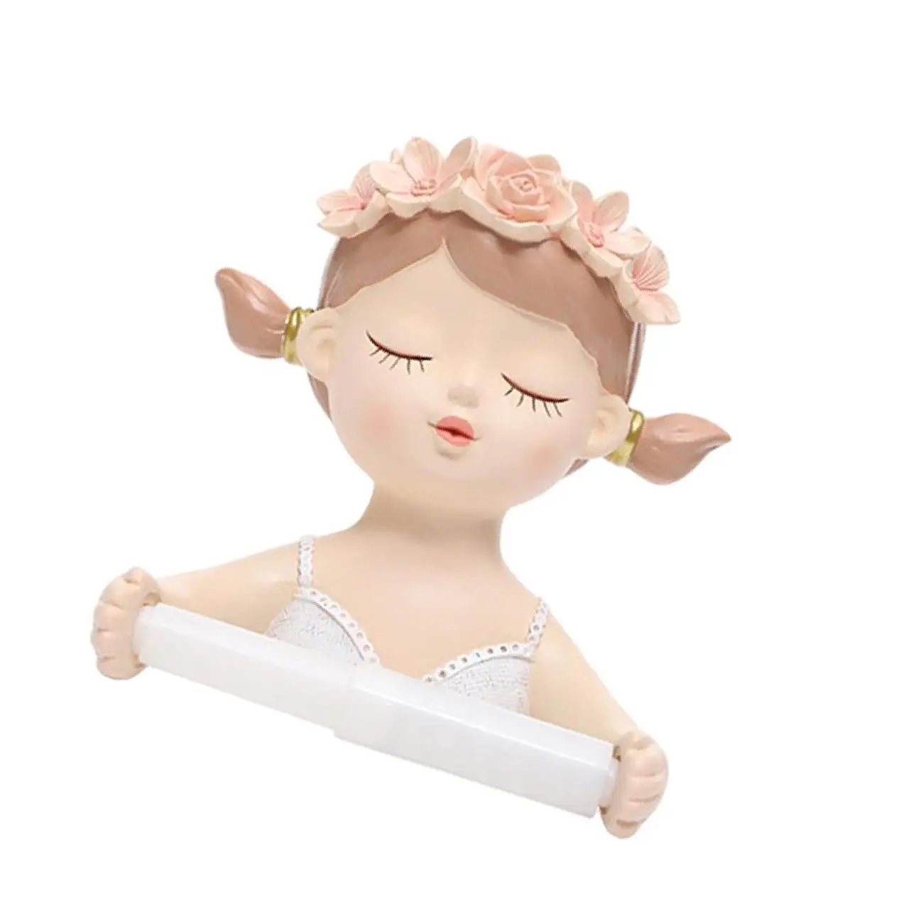 Toilet Paper Holder Towel Rack Tissue Roll Hanger Wall Mount Short Hair Girl