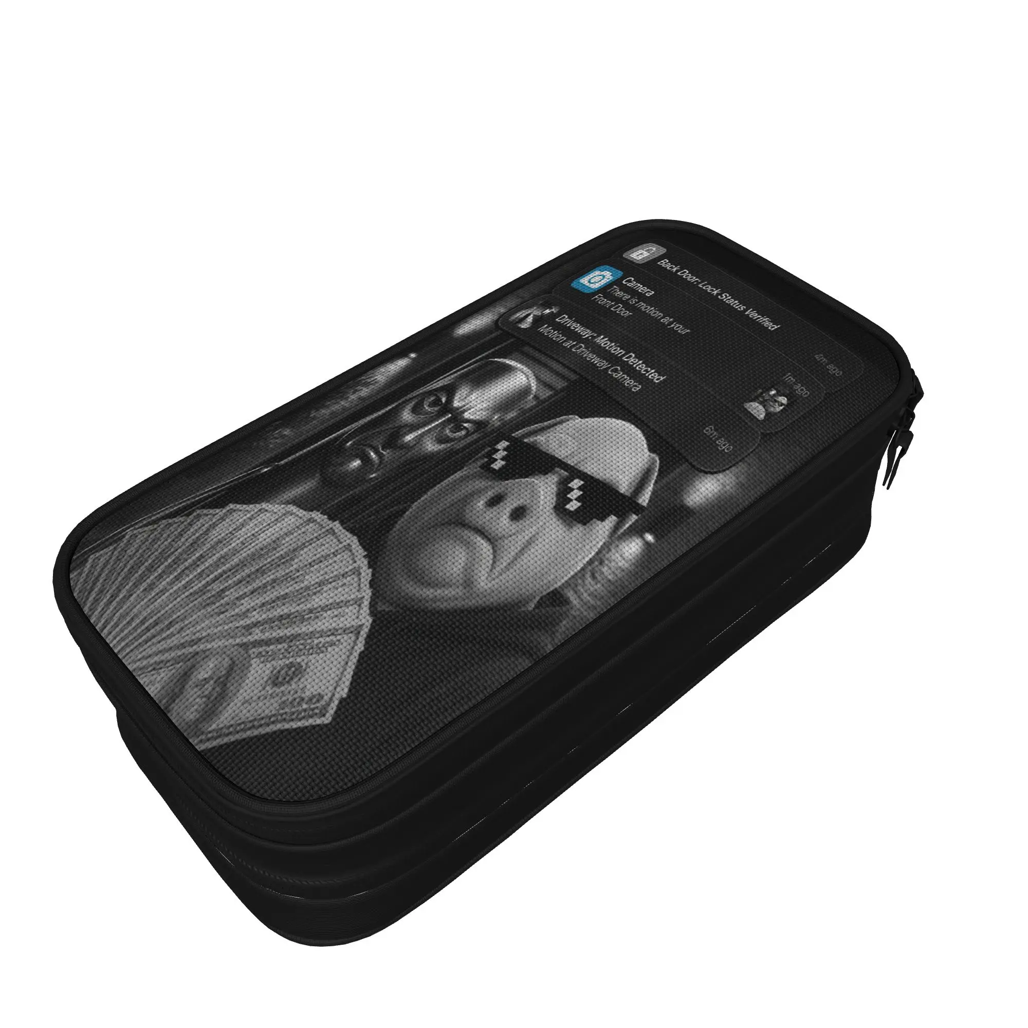 John Pork and Tung Tung Tung Sahur Front Door Motion Pencil Case  Big Pencil Pouch Kids Zipper Vintage School Pencil Cases