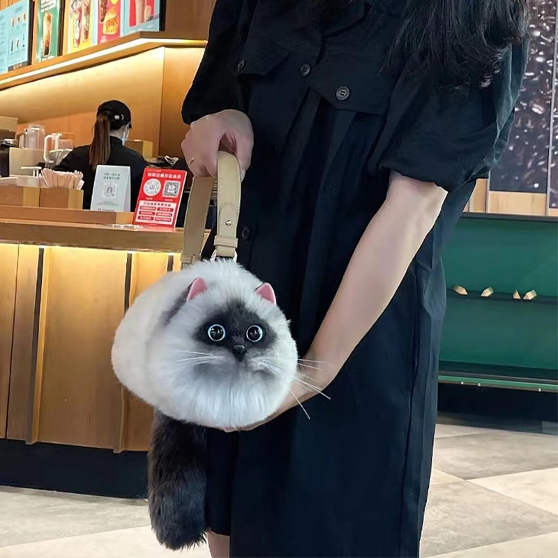 Fashion Siamese cat Women's Bag 2023 Trend New Handbags Niche Bucket Mini Shoulder Tote Bags Female Nylon Button Crossbody Bags