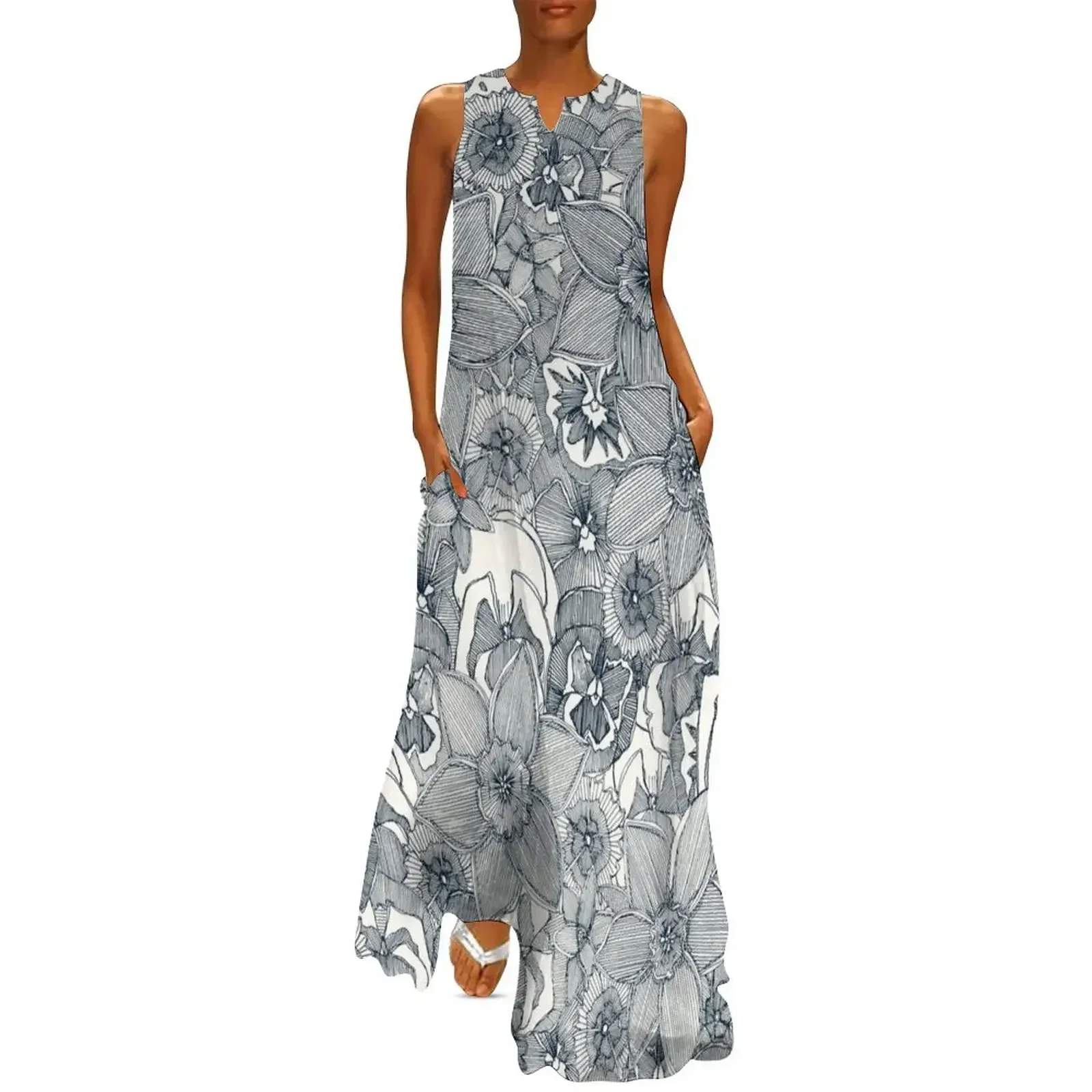 

springtime flowers indigo Long Dress Party dresses ladies dresses for special occasion sexy dress for women Dress