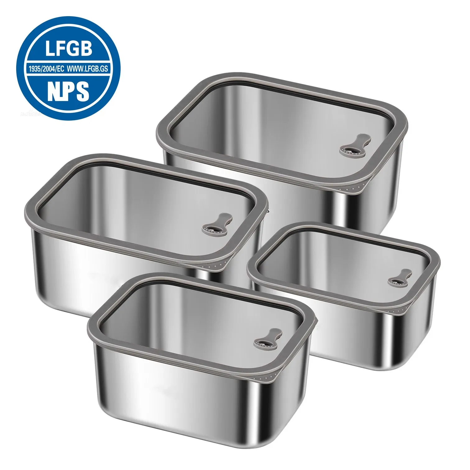 

LFGB Certification Pure 316L Stainless Steel Food Box with Tempered Glass Cover 99.9% Anti-bacterial Preservation Fridge Crisper