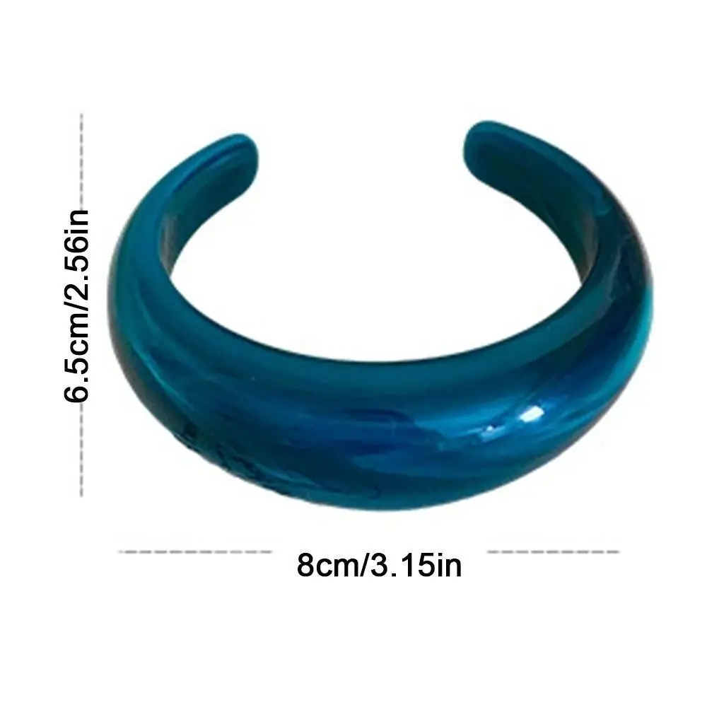Smudging Design Exaggerated Bracelet C Shape Open Bangle Irregular Bangle Wide Style Resin Material Wide Cuff Bangles