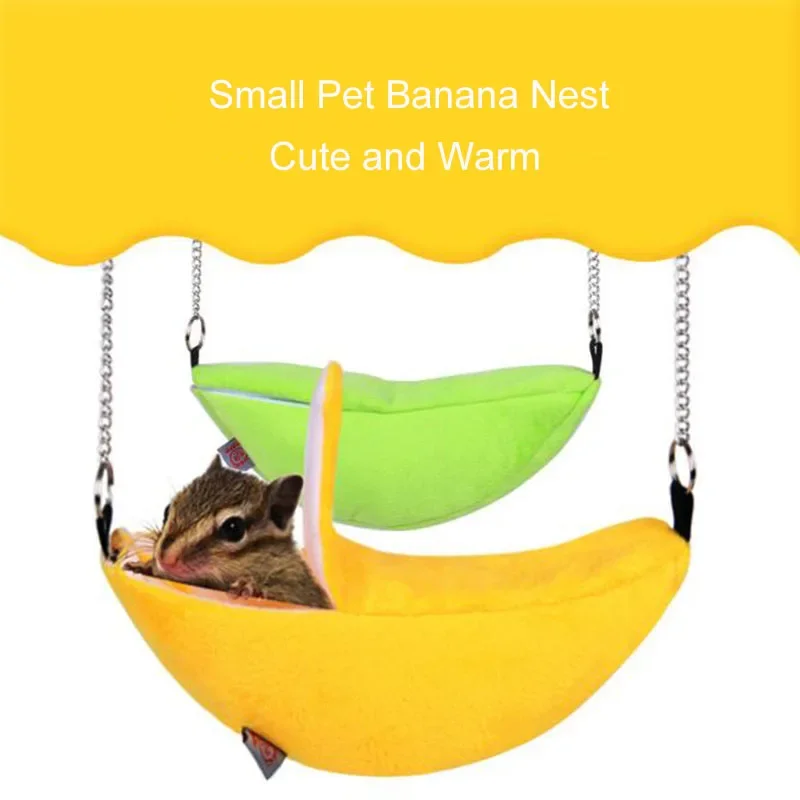 Hamster Hanging House Hammock Cage Sleeping Nest Pet Bed Rat HamsterToys Cage Swing Cute Banana Shape Rat mouse Living HouseHot