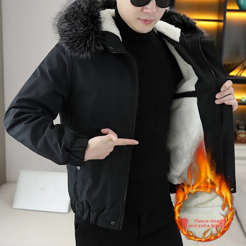 

New 2024 Men's Thiened Cotton Jaet Autumn Winter Youth Faionable High School Student Coat Sli Men's Clothing