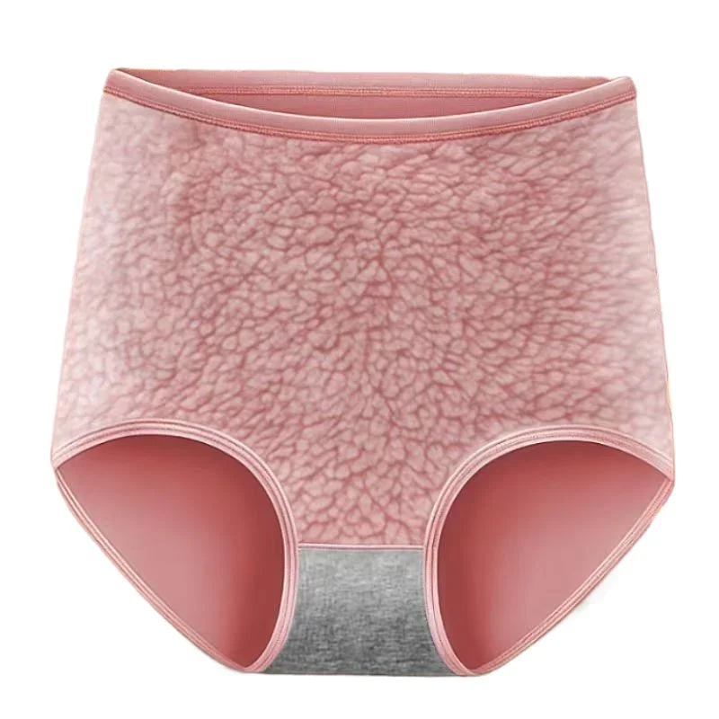 Head High Waist Pure Cotton Front Rear Velvet Thickened Women's Underwear Warm Antibacterial Palace Cold-proof Triangle Shorts .
