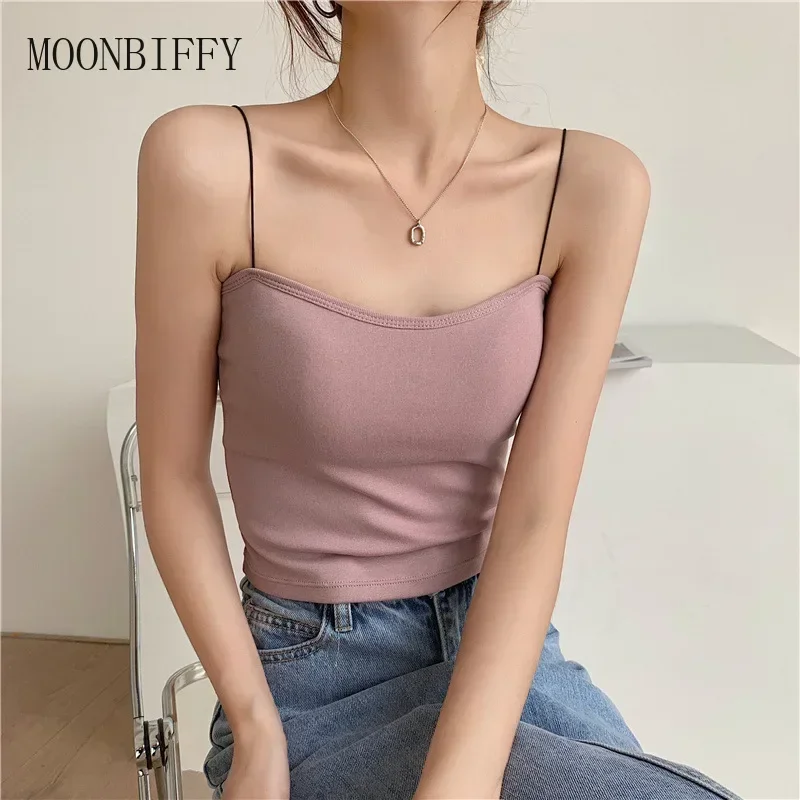 2024 Women Summer Vest Tops Sleeveless Cotton Bustier with Pads Soft Elastic Wear-resistant Vest Crop Top Seamless Bralette Tees