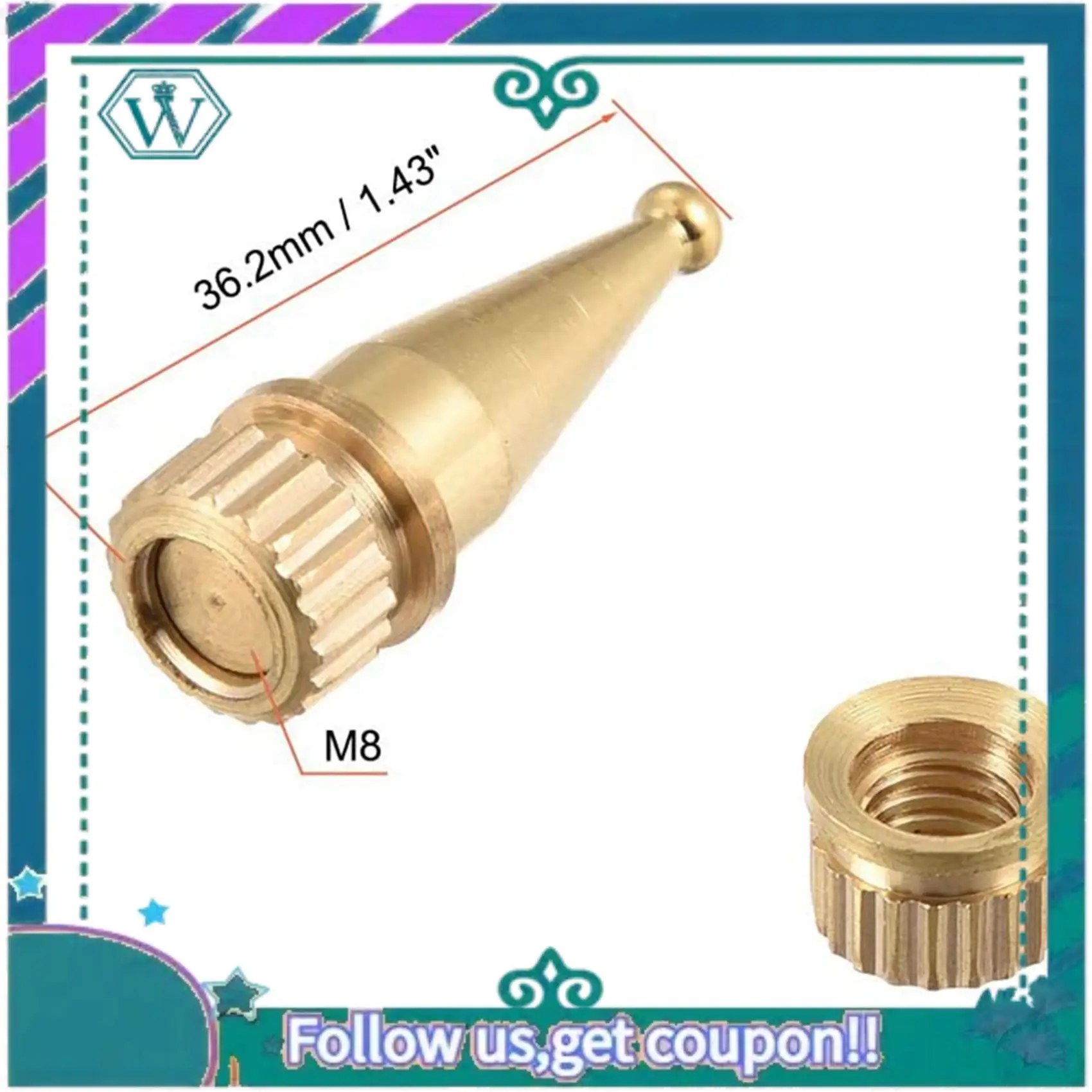 A75Q-Speaker Spikes For Hi-Fi Feet, Speaker Stands, Copper M8 Thread,36.2Mm(H) 8Pcs