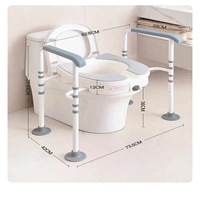 Grilles de sécurité pour toilettes réglables, mains courantes de salle de bain antidérapantes avec ventouse, cadre auxiliaire anti-chute pour personnes âgées, enceintes