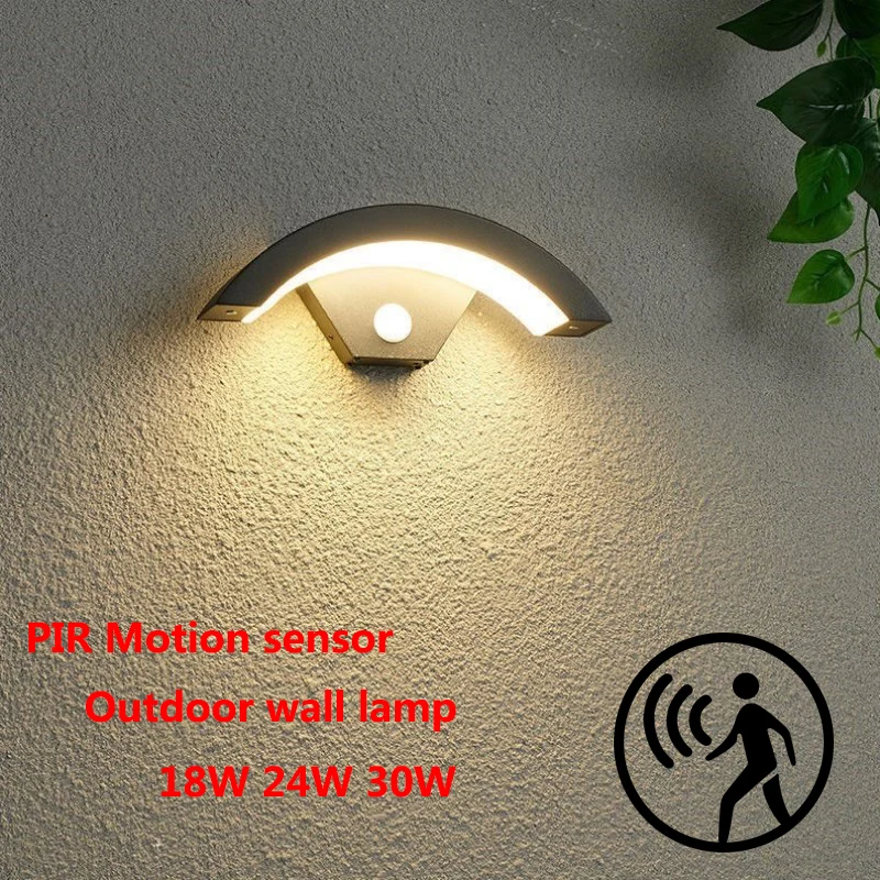 Modern LED Wall Lamp IP65 Waterproof PIR Motion Sensor for Front Door Garden Porch Indoor Outdoor Exterior Interior Lighting
