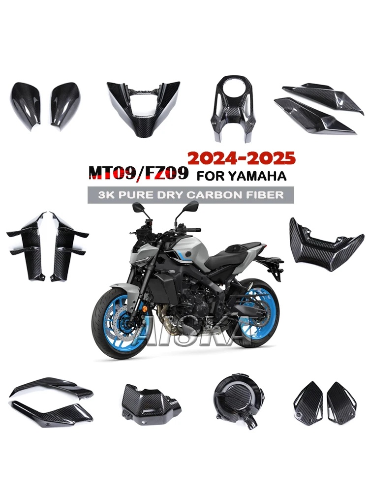 Kit de carénage de couvercle de cadre de panneau latéral de réservoir de carburant de garde-boue d'accessoires de moto en Fiber de carbone 3K pour YAMAHA MT09 SP FZ09 2024 2025