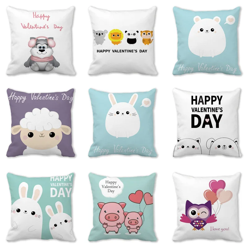 

Romantic Couple Pillow Case Happy Valentine's Day Pillowcase Women Men Room Gift Sofa Bed Chair Pillow Cover Aesthetics 45x45 cm