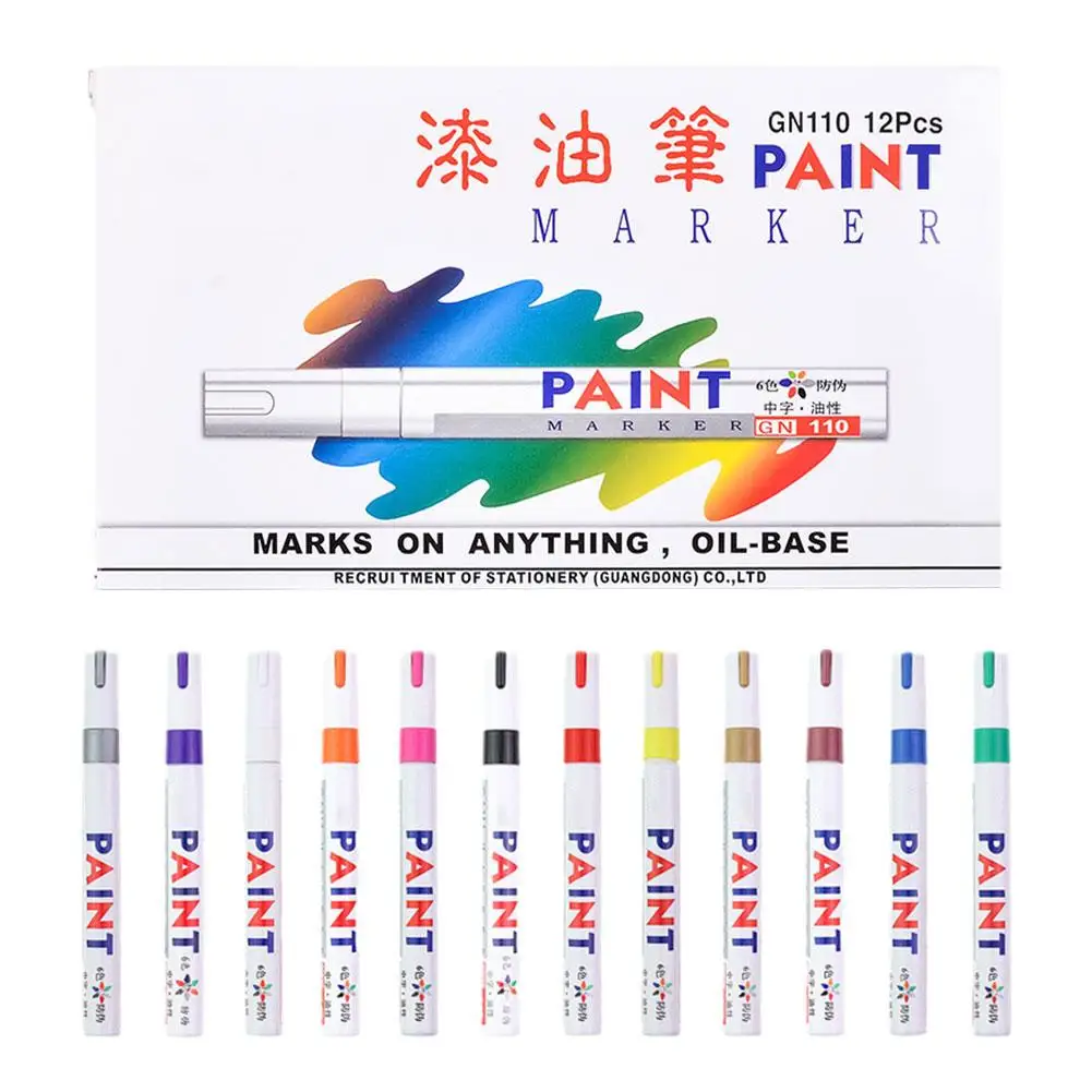 Multi-color Car Oily Painting Pen Permanent Paint Marker Waterproof White Rubber Markers Tire Quick-drying Metal Paint DIY Pens