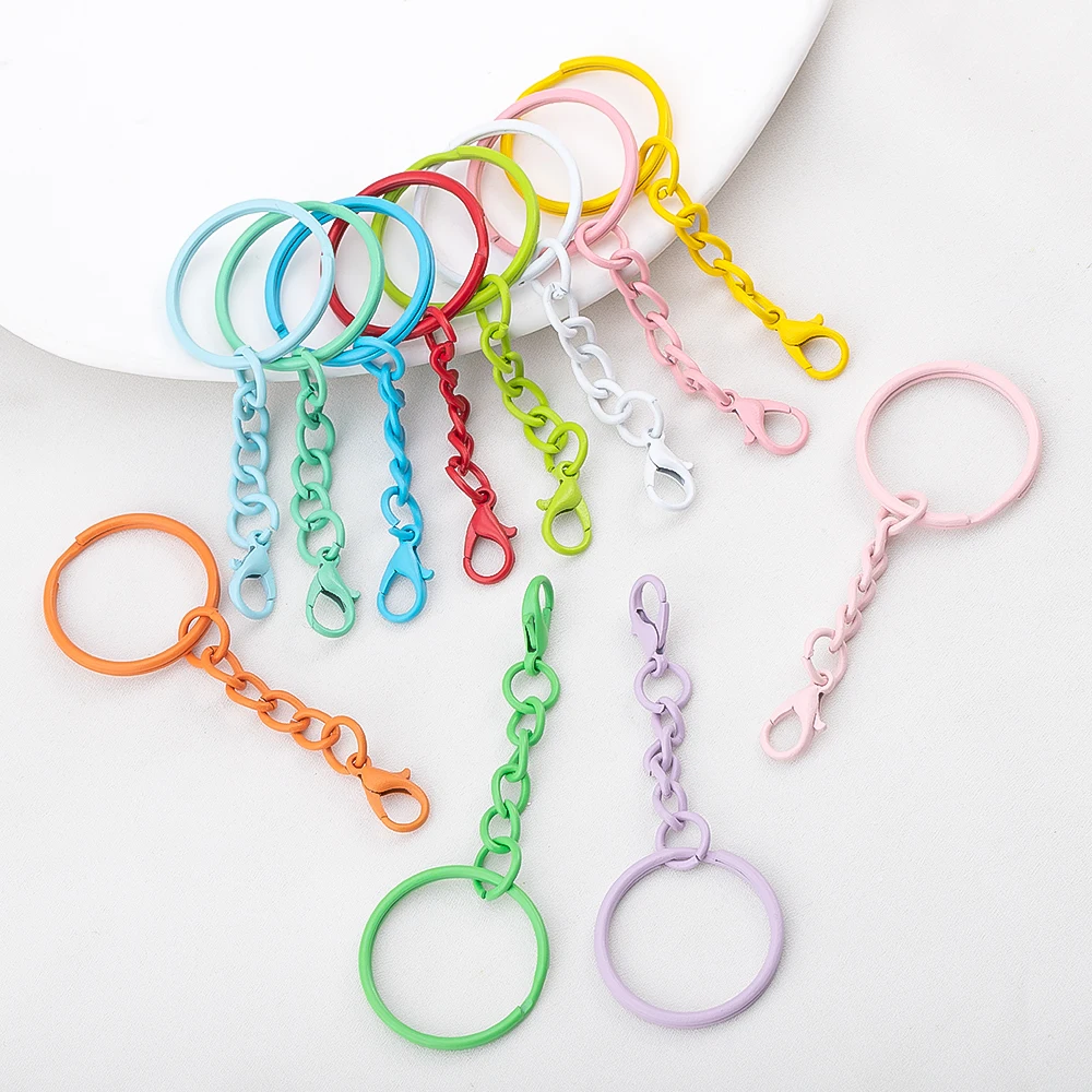 10 Stück bunte Schlüsselanhänger aus Legierung mit Karabinerverschlüssen für DIY-Schlüsselanhänger, Taschenanhänger, Schmuckherstellung, Zubehör – Detail 4