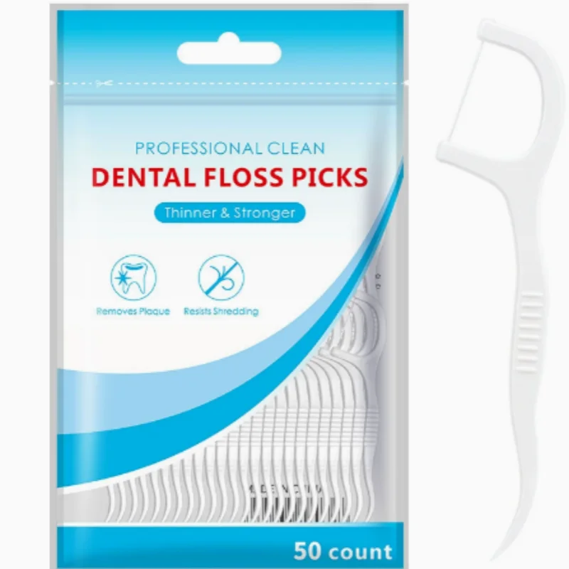 50Pcs/Bag Interdental Tooth Cleaner Toothpicks Floss Disposable Dental Toothpicks for Adult Tooth Cleaning Toothpick with Thread