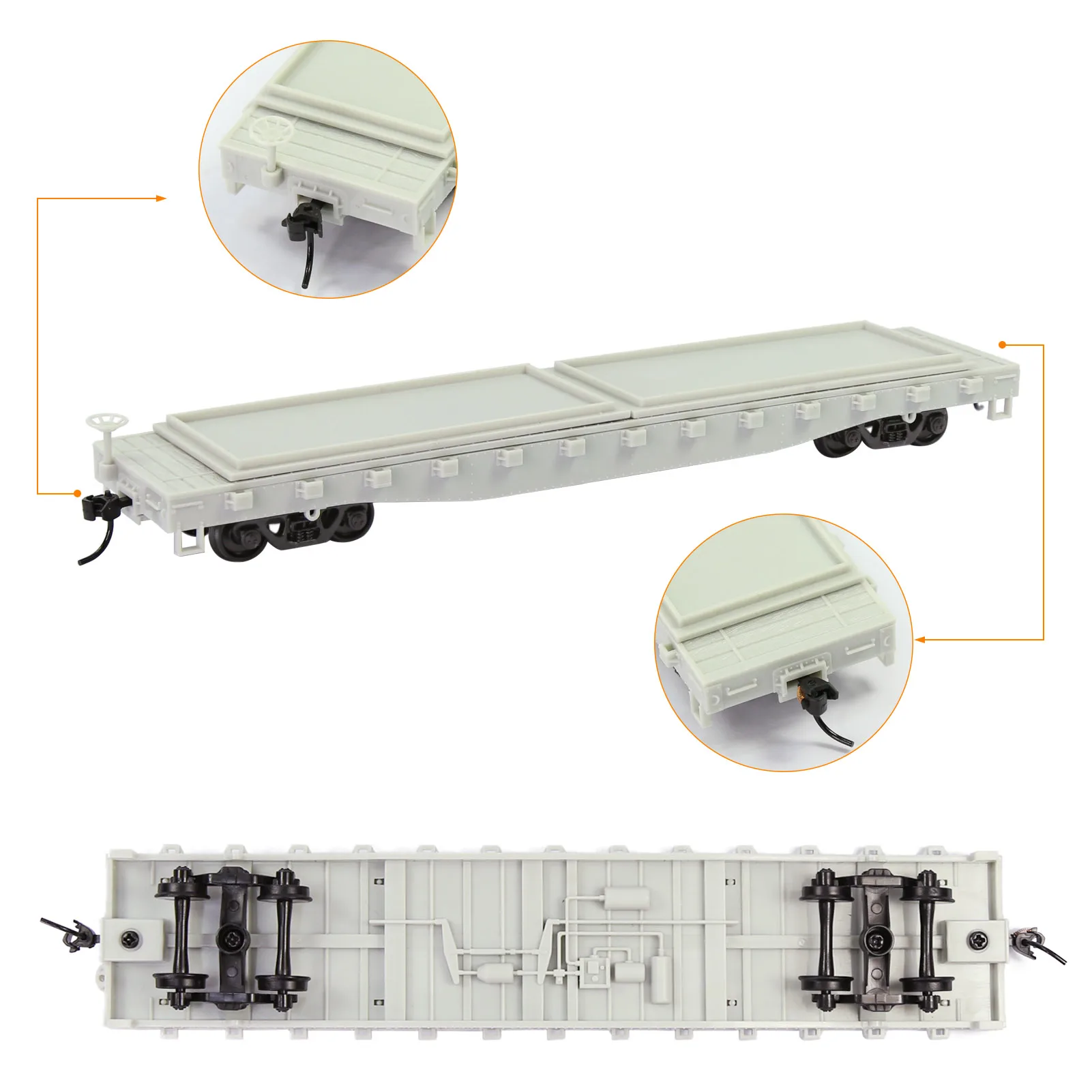 1pc HO Scale Flat Car 52\' Unassembled Blank 1:87 Model Wagon with Shipping Container Cargo C8741JJ