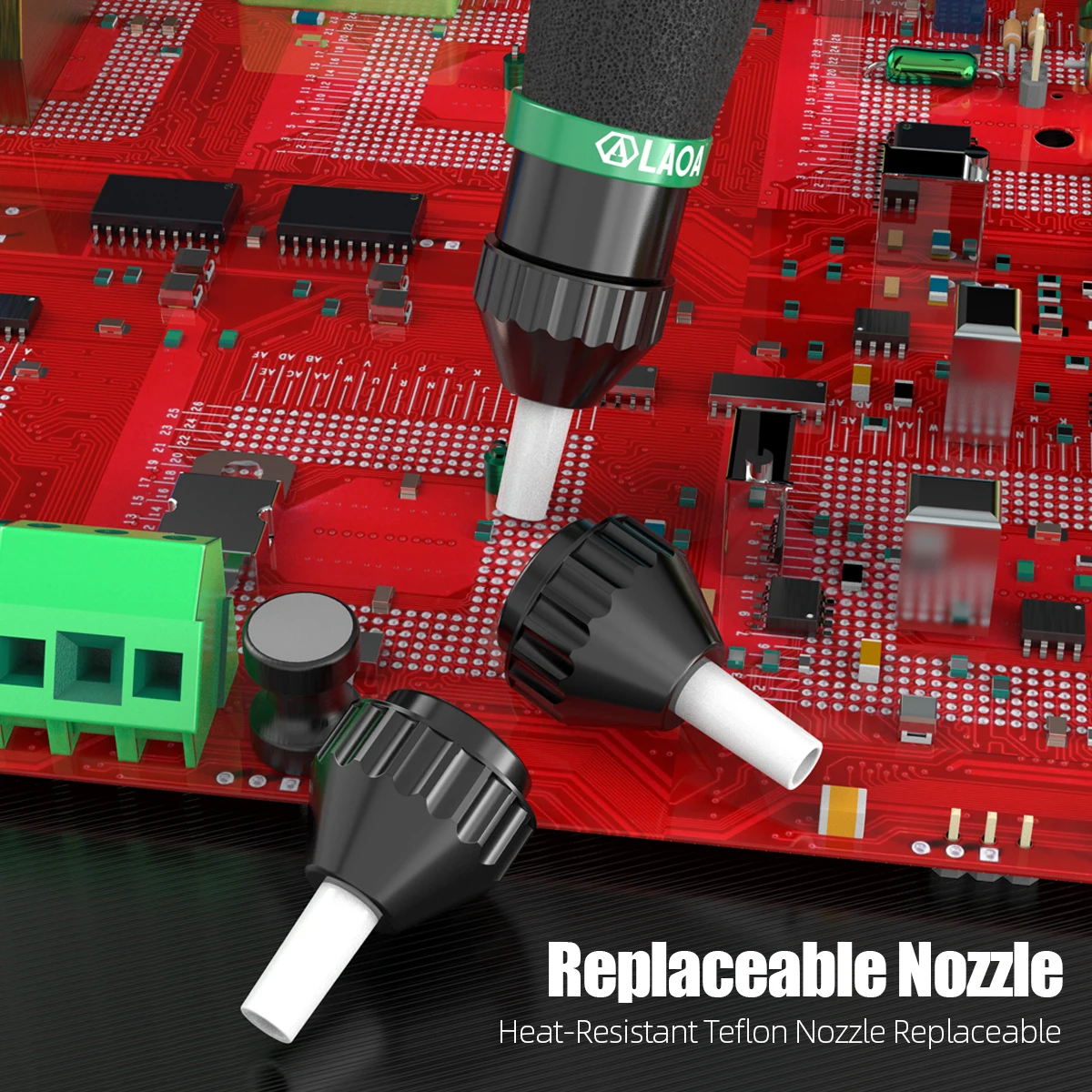 Laoa ferramenta avançada de dessoldagem com ventosa de solda, bico duplo de vedação de anel o, resistente a altas temperaturas para manutenção eletrônica