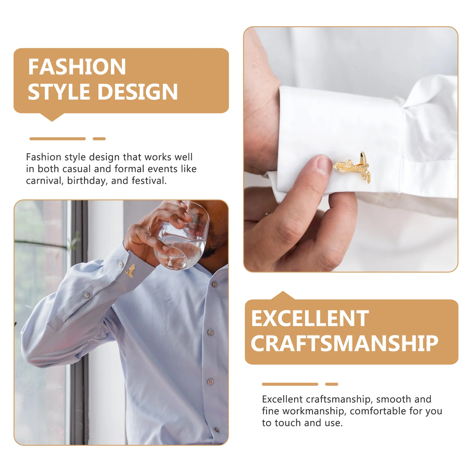 

1 Pair Saxophone Cufflinks For Men Brass Shirt Sleeve Buckle Business Wedding Accessories Cuff Links Set Tie Clip