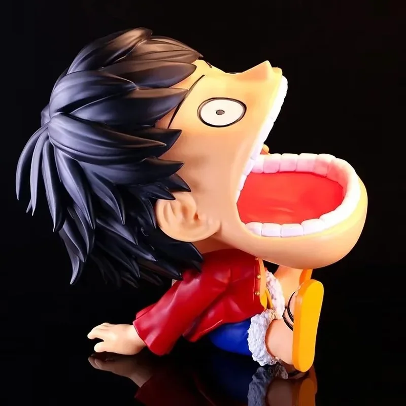 Nova uma peça anime postura sentada boca grande luffy figuras de ação desktop ornamento itens armazenamento modelo boneca presente surpresa