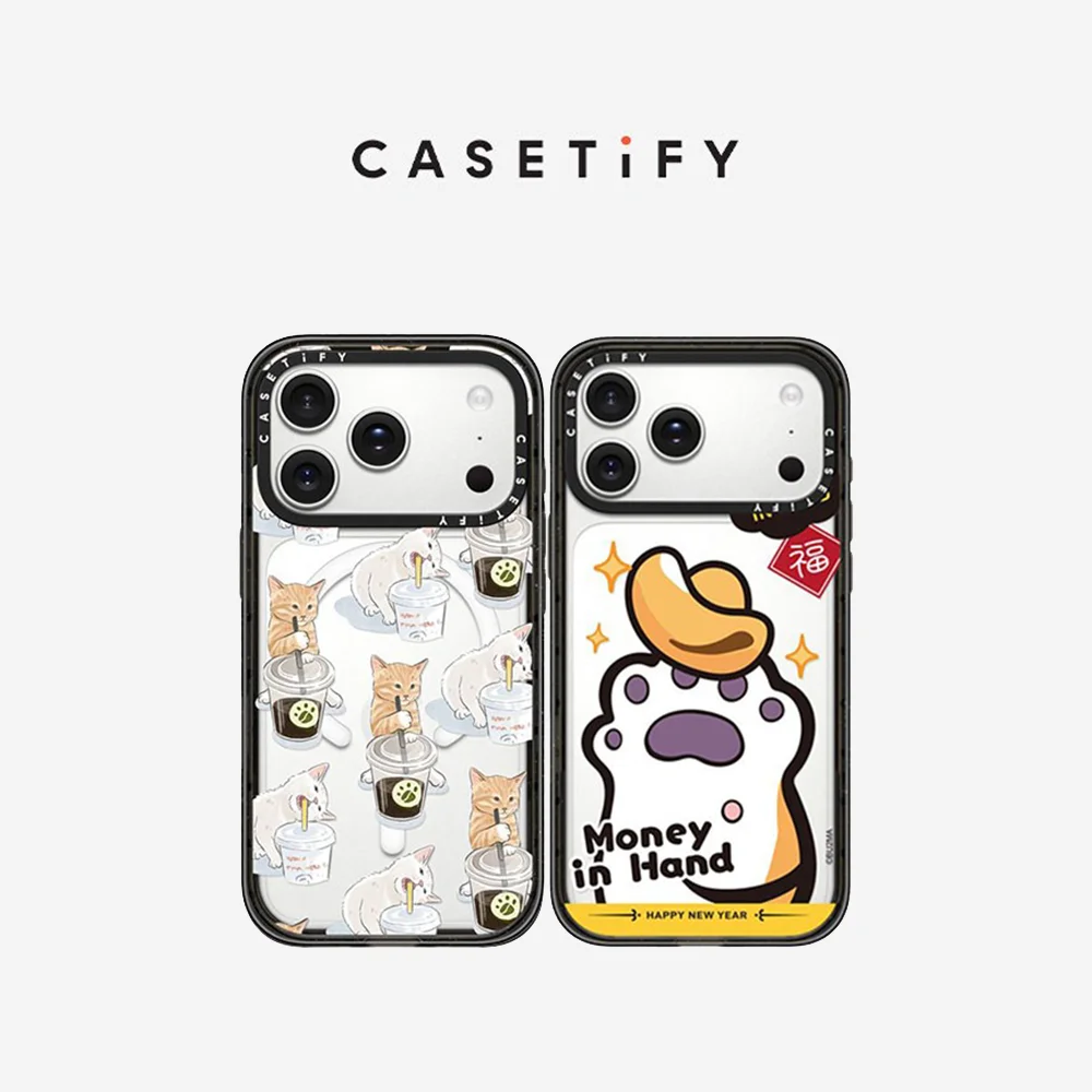 CASETiFY Wealth Attraction, Funda Magnética Antigolpes con Diseño de Café y Gatos para iPhone 13 14 15 16 17 Pro Max Air Plus