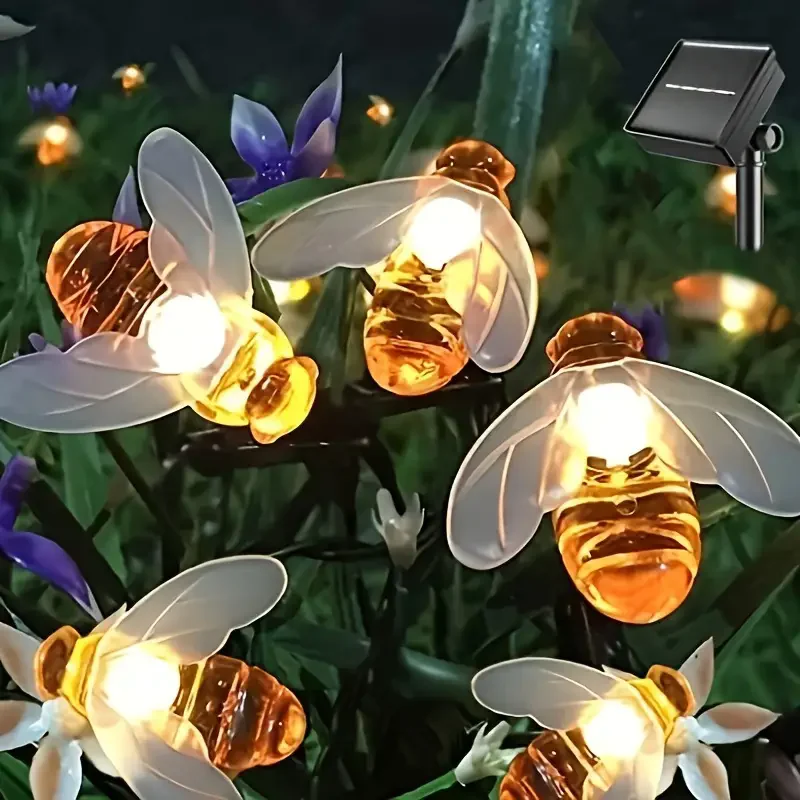 

200 светодиодов на солнечной энергии, гирлянды в виде пчелы, уличные водонепроницаемые солнечные светильники для заднего двора, патио, вечерние рождественские украшения, газон, сад 1026