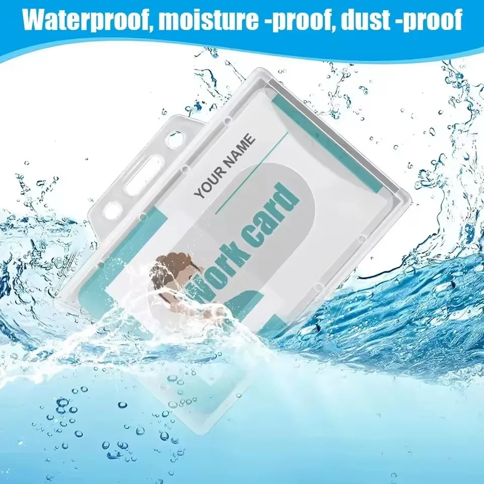 20/5/1PCS Waterproof Clear Plastic PVC ID Card Name Badge Holder Transparent Business Card Sleeve Cover for School Office view 4