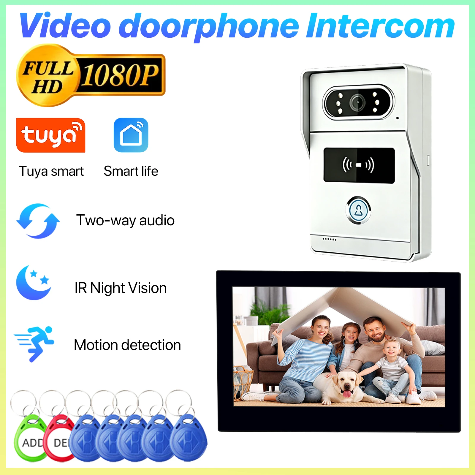 Tuya Smart Video Intercom 10.1' 2MP HD Doorbell Wired IP Interphone with Motion Detection for Home Assistant Villa Apartment