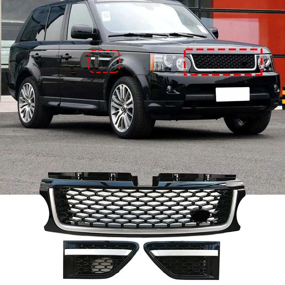 

Car Front Bumper Grille For Land Rover Range Rover Sport 2010-2013 L320 3pcs ABS Side Vent Cover Grills Auto Accessories