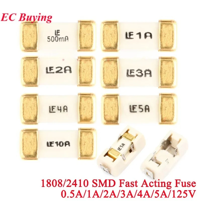 100Pcs/5pcs 1808/2410 SMD Fast Acting Fuse Blow Fuse 0451 200mA 500mA 0.5A 1A 2A 3A 4A 5A 6.3A 7A 8A 10A 12A 15A 20A 125V/65V