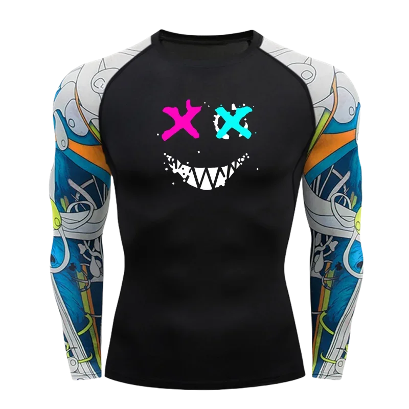 

Sun Protection Second Skin Breathable Compression Shirt Men Rashguard Jiu Jitsu Fitness Gym Running Outdoors Sports T-Shirts Men