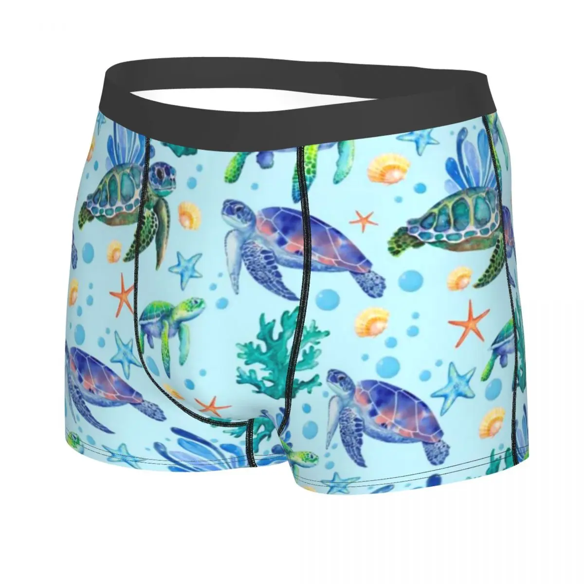 Sea Turtles Underwear Male Sexy Printed Customized Sea Animal Boxer Shorts Panties Briefs Breathable Underpants