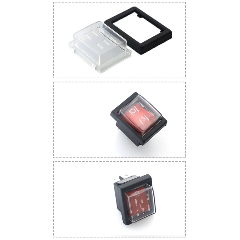 KCD4 Rocker switch ship type switch rocker power button 4/6PIN red light green light 31x25mm16A/30A 250v ON-OFF/ON-OFF-ON