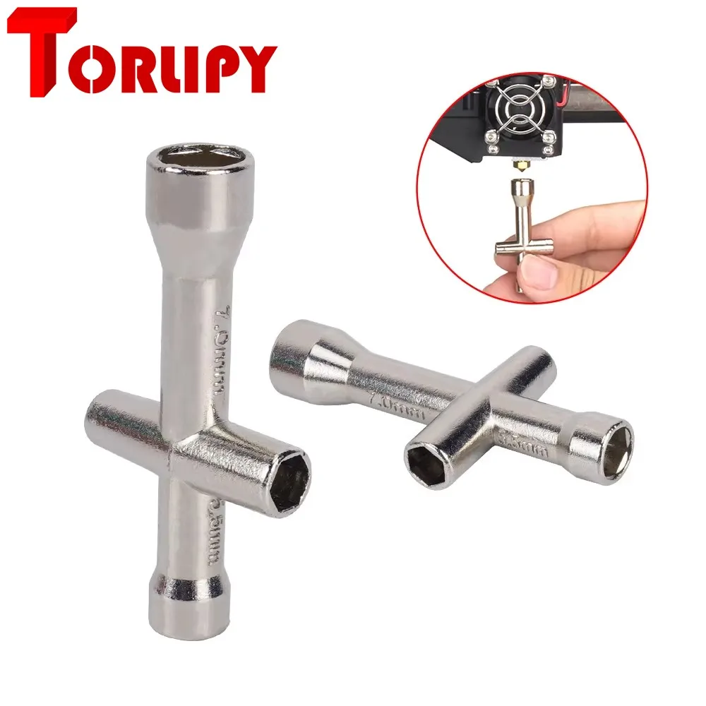 

Torlipy 3D Printer Nozzle Tool 4in1 M2 M2.5 M3 M4 Screw Nut Hexagonal Cross Wrench For E3D V6 MK8 Nozzles Mini Spanner