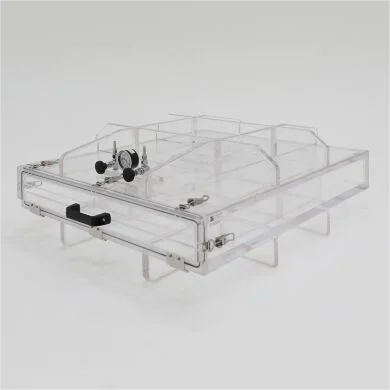 Transparent Leak-tight Desiccator Acrylic Rectangle Removable Top Lid Lab Vacuum Chamber with Pressure Gauges