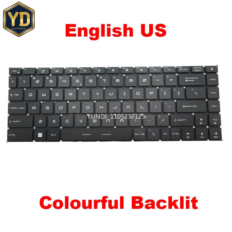 YD Laptop Per Key RGB Backlit Keyboard For MSI Raider GE67 HX 12UH 12UGS English US Black New