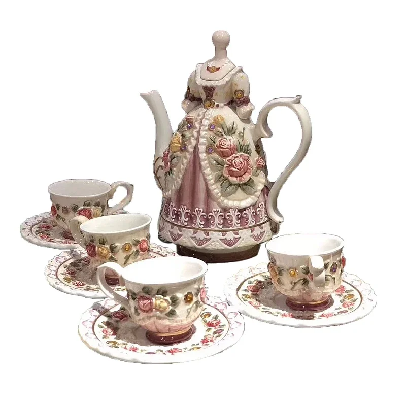 Rose European Ceramic Coffee Set Set Coffee Pot Afternoon Tea Scented Teapot Tea Cup