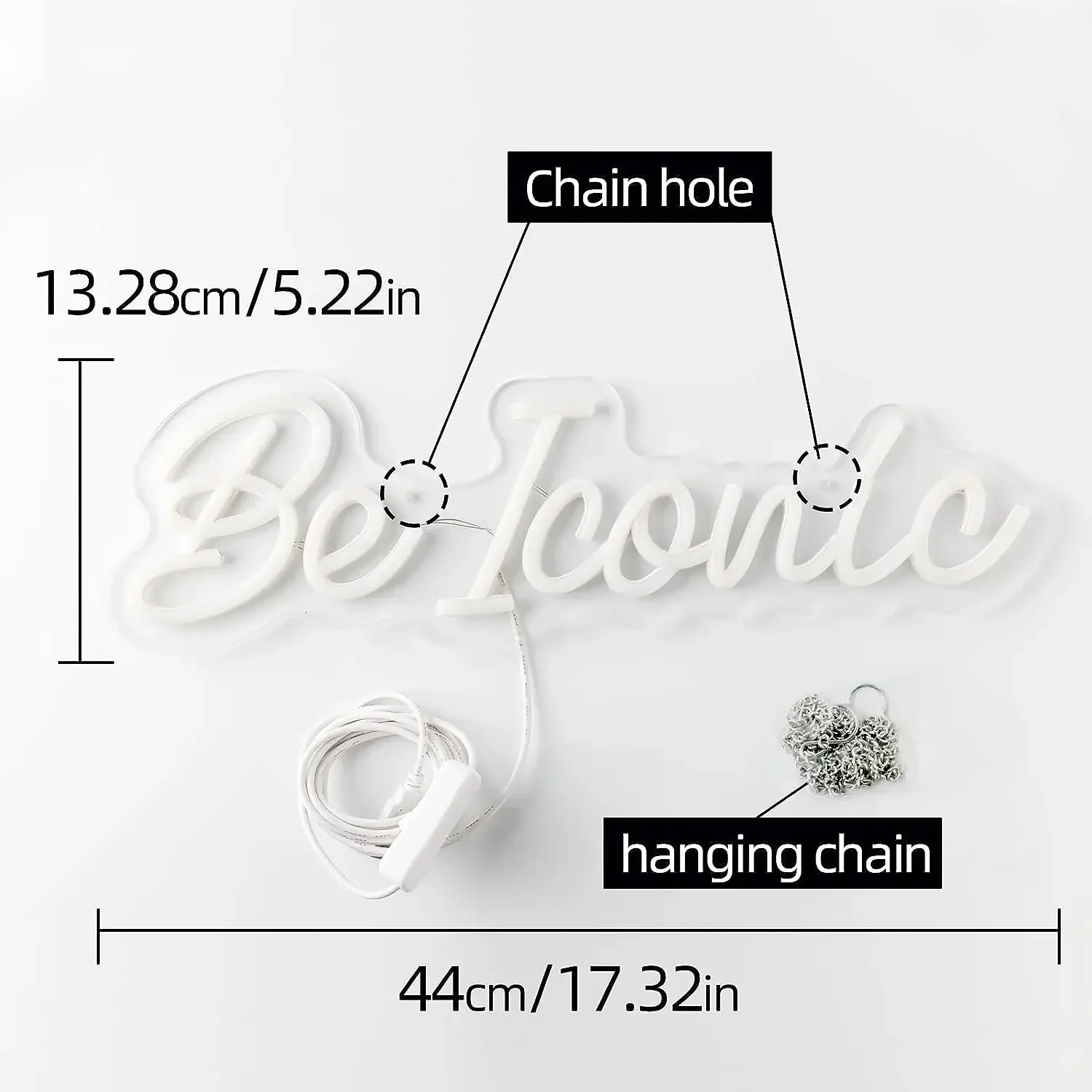 Be Iconic White Led Letter Neon Light Sign Iconic Neon Signs for Wall Decor Shop Bar Pub Game Room Decor camera da letto Birthday Decor